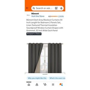 Full Blackout Living Room Curtains, 2 Pack 52Wx54L